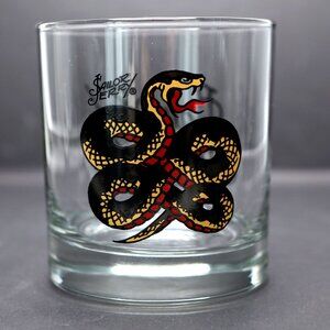 Sailor Jerry Snake Low Ball Whiskey Rum Glass Cobra Tattoo Norman Collins Art